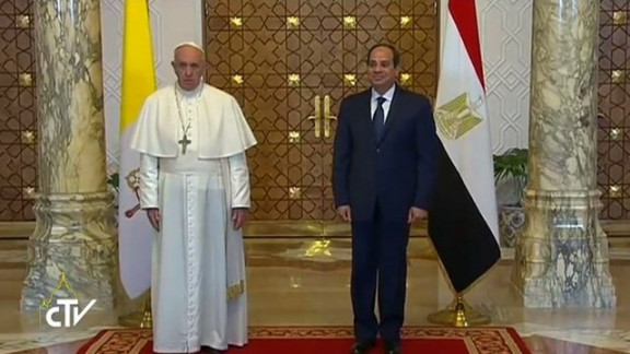 Papež Frančišek in egiptovski predsednik al-Sisi