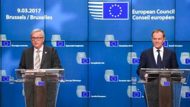 Predsednik Evropske komisije Jean-Claude Juncker in predsednik Evropskega sveta Donald Tusk