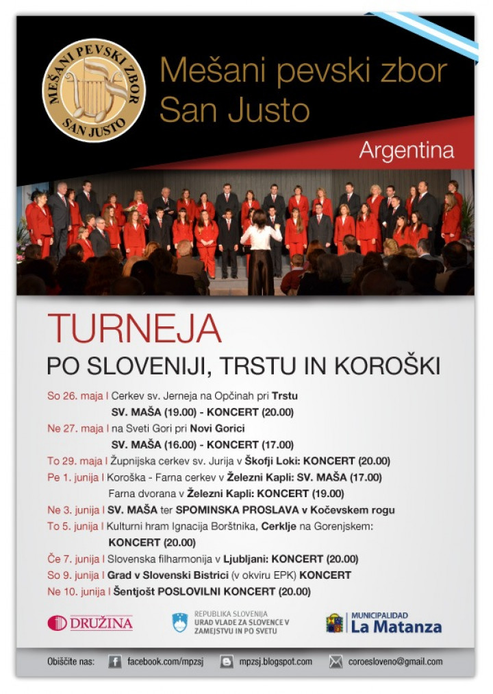Turneja zbora San Justo v Sloveniji in zamejstvu
