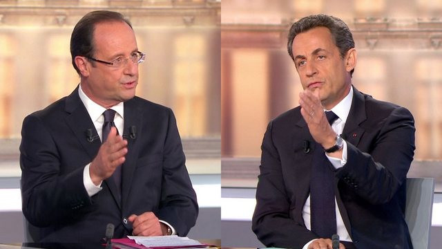 Predsedniška kandidata Francois Hollande in Nicolas Sarkozy (foto: nn)