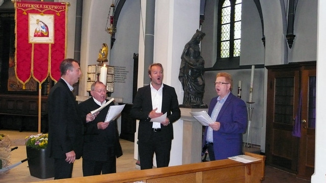 Moški kvartet zbora Slovenski cvet na romanju v Kevelaer (foto: Arhiv slovenske misije v Essnu)