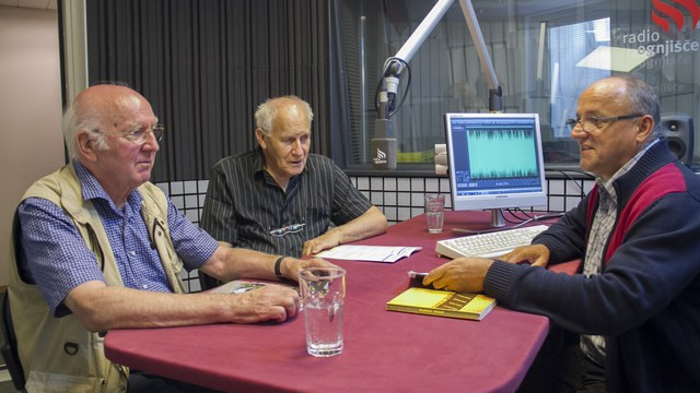 Marij Maver in Sergij Pahor v studiu Radia Ognjišče (foto: ARO)