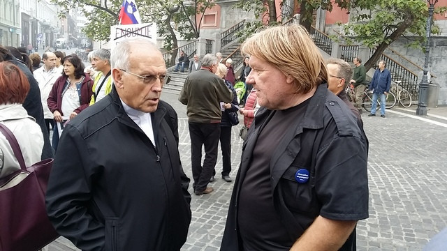 Shod v podporo p. Tadeju Strehovcu, 10. 10. 2018, škof Anton Stres in David Tasić (foto: Alen Salihović)