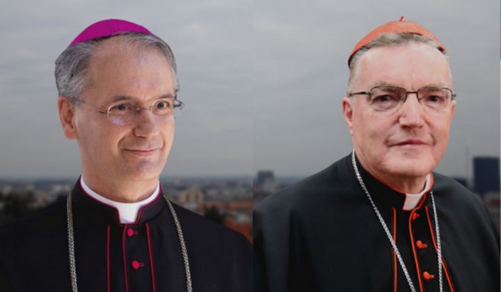 Novi zagrebški nadškof Dražen Kutleša in dosedanji kardinal Josip Bozanić.  (foto: Radio Vatikan)