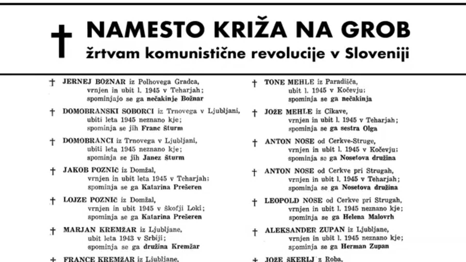 Spomnili so se žrtev komunizma