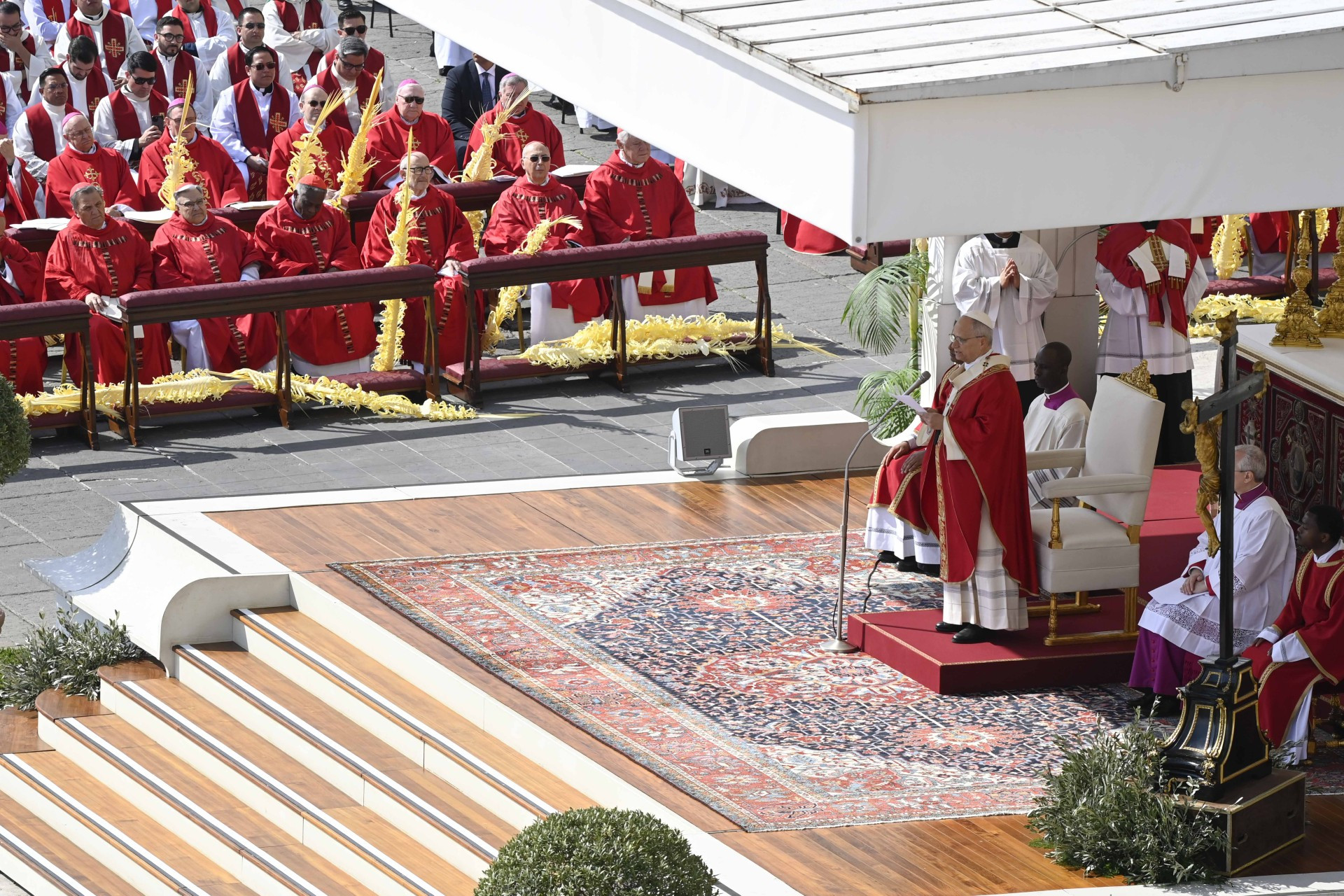 Papež Leon XIV. med mašo na cvetno nedeljo