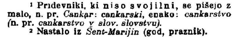 Razlaga izvora praznika Šmaren v opombi Slovenskega pravopisa 1920 (Breznik 1920: 8)