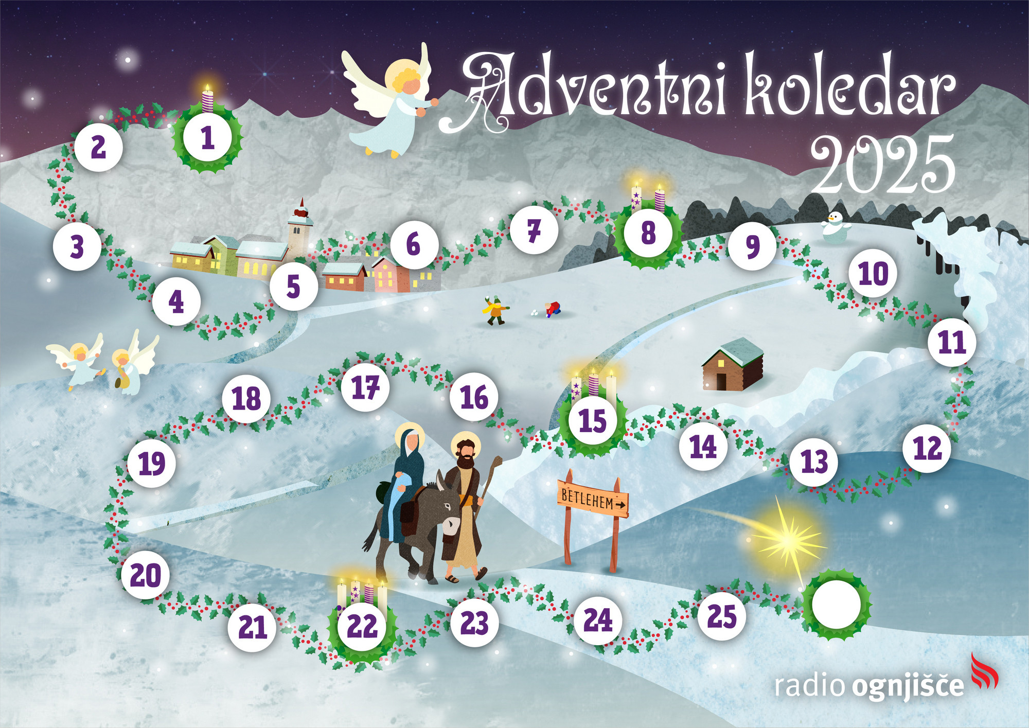 Pojdimo skupaj na pot... Adventni koledar, ki ga lahko slišite in otroci sami pobarvajo...