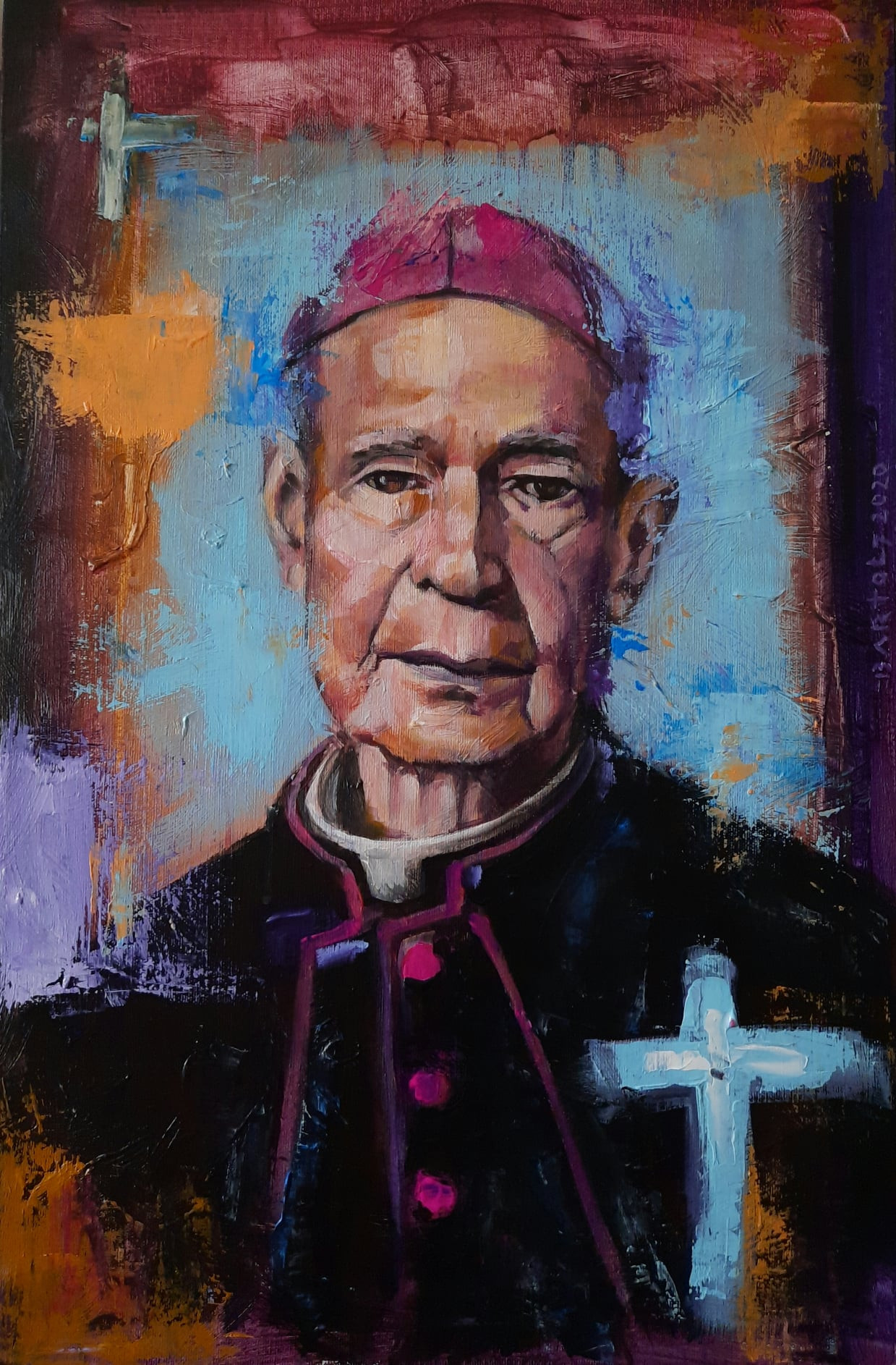 Portret škofa Jožefa Smeja, akril, platno