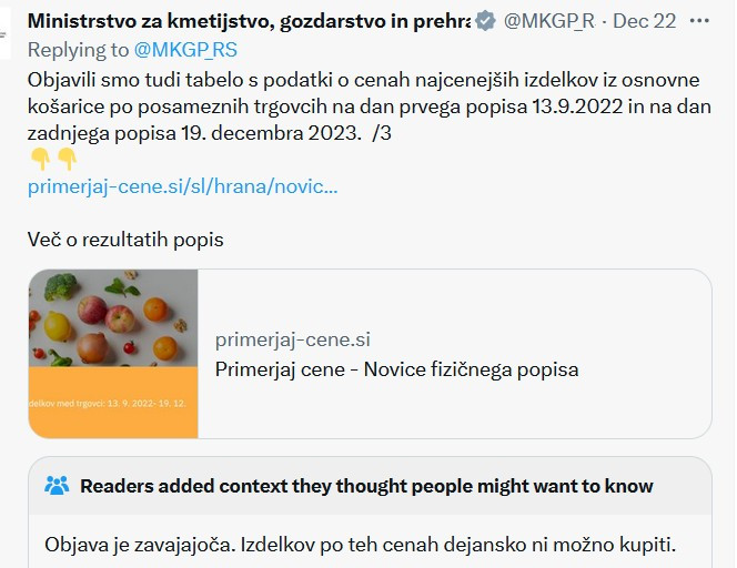 Objava MKGP s strani skupnosti označena za zavajajočo