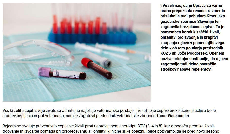 Novica o brezplačnem cepivu