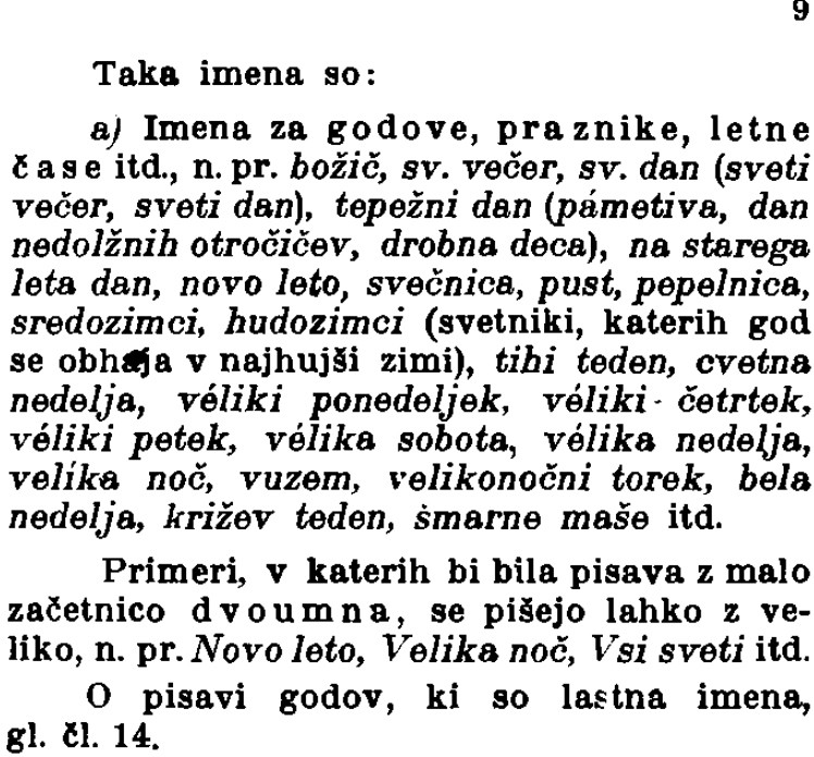 Pisanje godov, praznikov in letnih časov (Breznik 1920: 9)