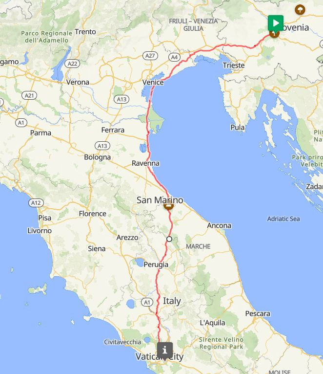 Predvidena trasa romanja