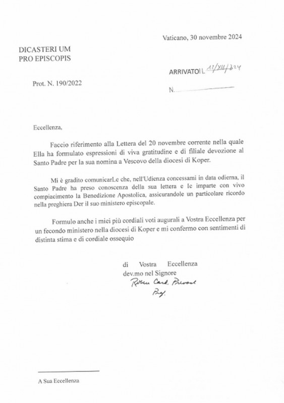 Pismo kardinala Prevosta