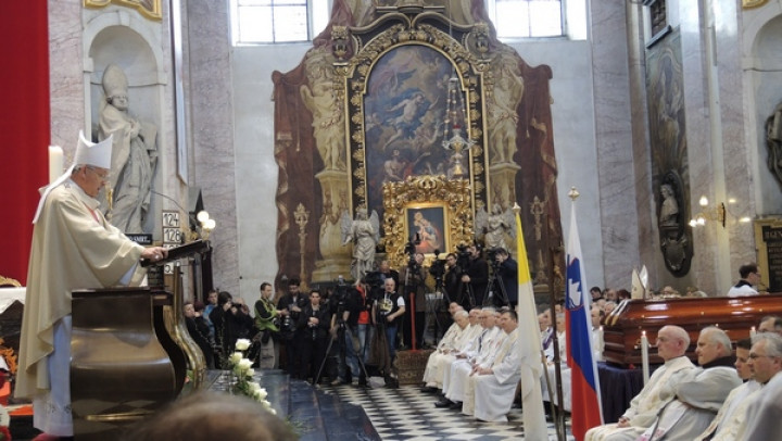 Nadškof Anton Stres; pokop škof Rožman