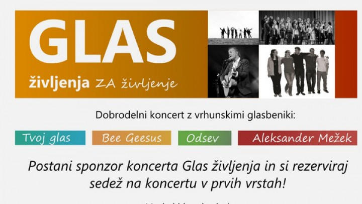 Pridite na koncert in podprite življenje