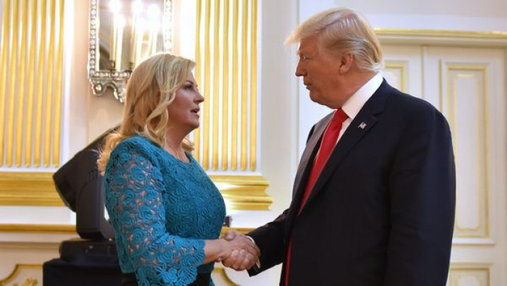 Hrvaška predsednica Kolinda Grabar-Kitarović in ameriški predsednik Donald Trump