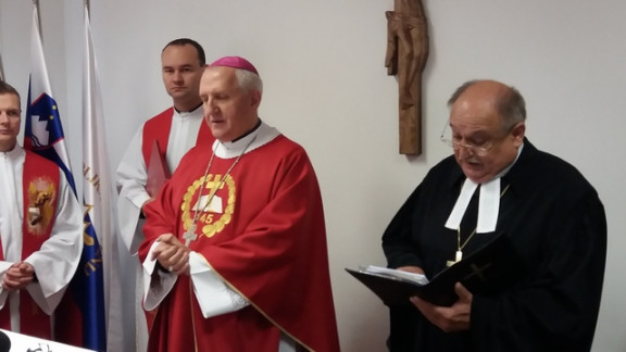 Blagoslov kapele v vojašnici Ivana Cankarja na Vrhniki