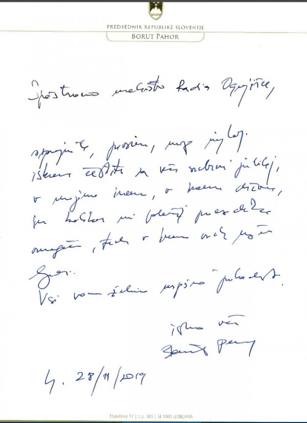 Čestitka predsednika republike Boruta Pahorja