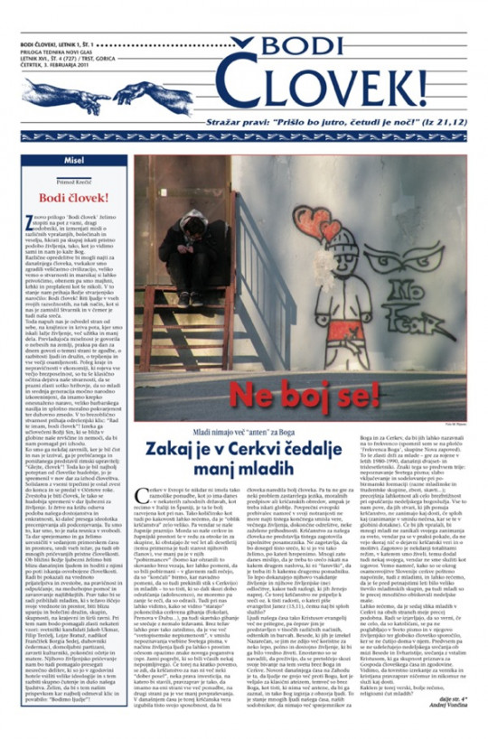 Naslovnica priloge Bodi človek