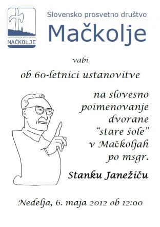 Mačkolje, vabilo, msgr. Janežič