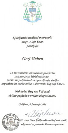 Priznanje nadškofa Urana Gezi Gebru