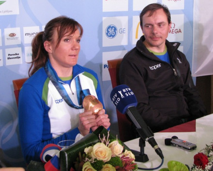 Sprejem olimpijke Petre Majdič