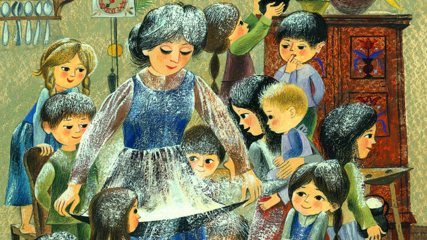Tematski plakat z ilustracijo Ančke Gošnik Godec, ki je letos praznovala že 96. rojstni dan, iz  knjige Babica pripoveduje.