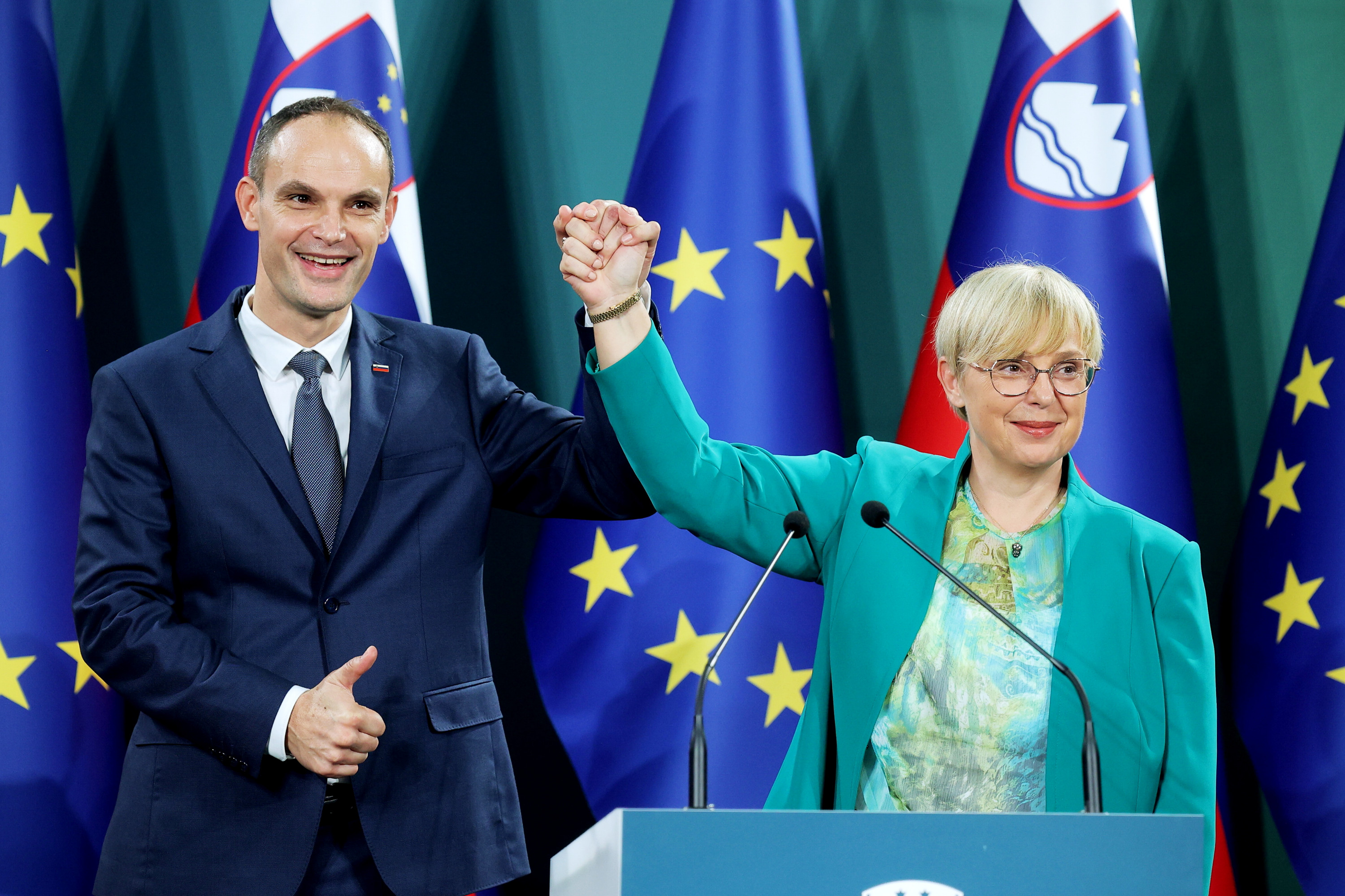 Predsedniška kandidata Anže Logar in Nataša Pirc Musar