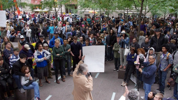 Prvi dan protestov v finančnem okrožju Wall Street v New Yorku