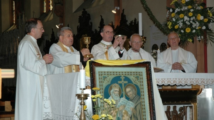 Frančišek Obran v družbi upokojenega nadškofa Franca Krambergerja