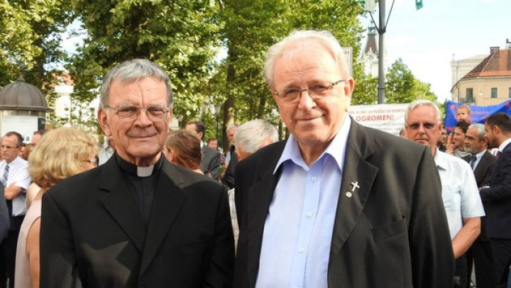Škof Stanislav Lipovšek in duhovnik Janez Gril