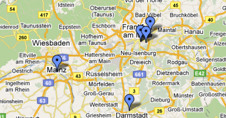 Zemljevid svetih maš znotraj slovenske župnije v Frankfurtu