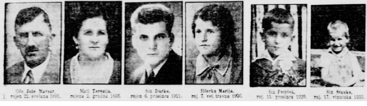 6 umorjenih članov družine Mavsar: oče Jože, mama Terezija, Darko, Marija, Peter in Stanko