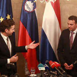 Predsednik evroskupine Jeroen Dijsselbloem in minister Uroš Čufer. (photo: finance.si)