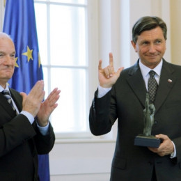 Pahor in Veršič ob sprejemu gluhih (photo: Daniel Novakovič)