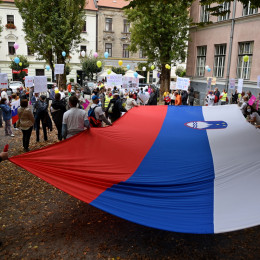 Pohod za življenje, slovenska zastava (photo: Rok Mihevc)
