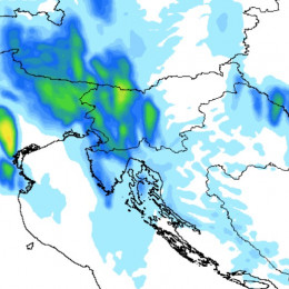 Izračun količine padavin: MeteoAdriatic za ponedeljek 28. 8. 2023 omed 15.00 in 16.00 (photo: https://www.meteoadriatic.net/wrf-arw-hrvatska-karte/)