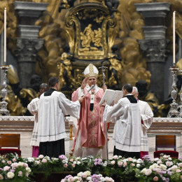 Papež Leon med mašo z zaporniki  (photo: Vatican Media)