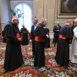Papež Leon XIV. je po nagovoru voščil blagoslovljene božične praznike vsakemu od sodelavcev (photo: Vatican media)