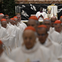 Papež Leon XIV. in kardinali (photo: Vatican Media)