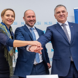 Tina Bregant, Jernej Vrtovec in Marko Lotrič (photo: Tamino Petelinšek/STA)