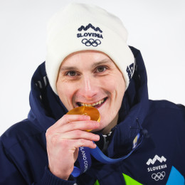 Olimpijski prvak na veliki skakalnici Domen Prevc. (photo: Matej Druznik/STA)