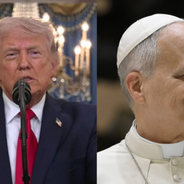 Ameriški predsednik Donald Trump in papež Leon XIV. (photo: STA/Vatican Media)