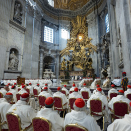 Papež Leon in kardinali med sveto mašo (photo: Vatican Media)