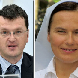 Duhovnik dr. Roman Globokar in s. Romana Kocjančič (photo: STA/osebni arhiv)