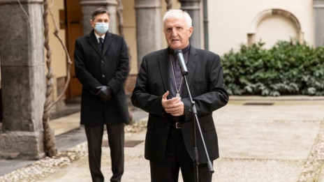Nadškof Zore in predsednik Pahor (photo: Matjaž Klemenc/UPR )