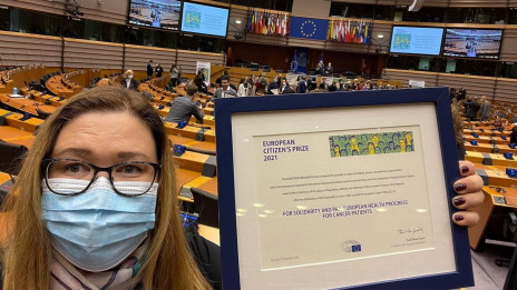 Kristina Modic v Evropskem parlamentu lani ob prevzemu prestižne nagrade državljan Evrope  (photo: KM)
