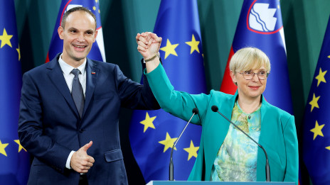 Predsedniška kandidata Anže Logar in Nataša Pirc Musar (photo: Daniel Novakovic/STA)