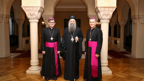 Škof Saje je novembra lani obiskal patriarha Porfirija v Beogradu. (photo: SŠK)